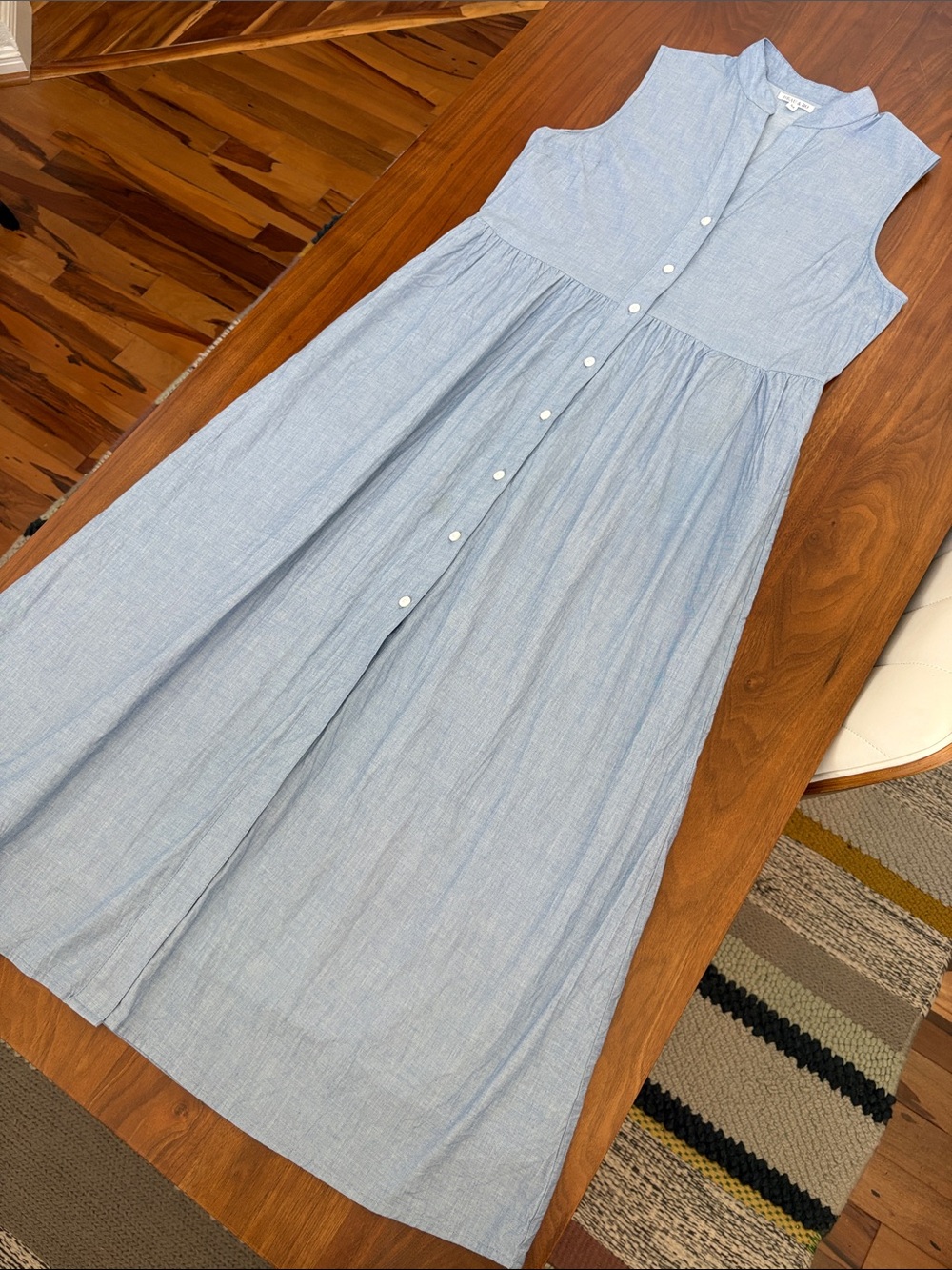Beau & Ro Chambray Blue Button Front Midi Maxi Dress – Size Medium - Picture 3 of 10